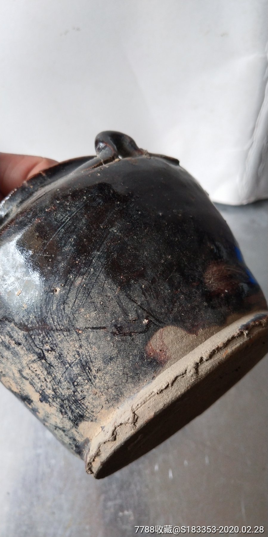 清代黑釉陶罐【口沿有处小磕】