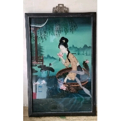 玻璃採莲仕女挂屏(se71340321)_7788收藏__收藏热线