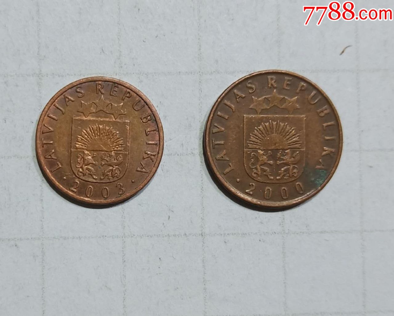 拉脱维亚硬币2枚小个旧品外国钱币