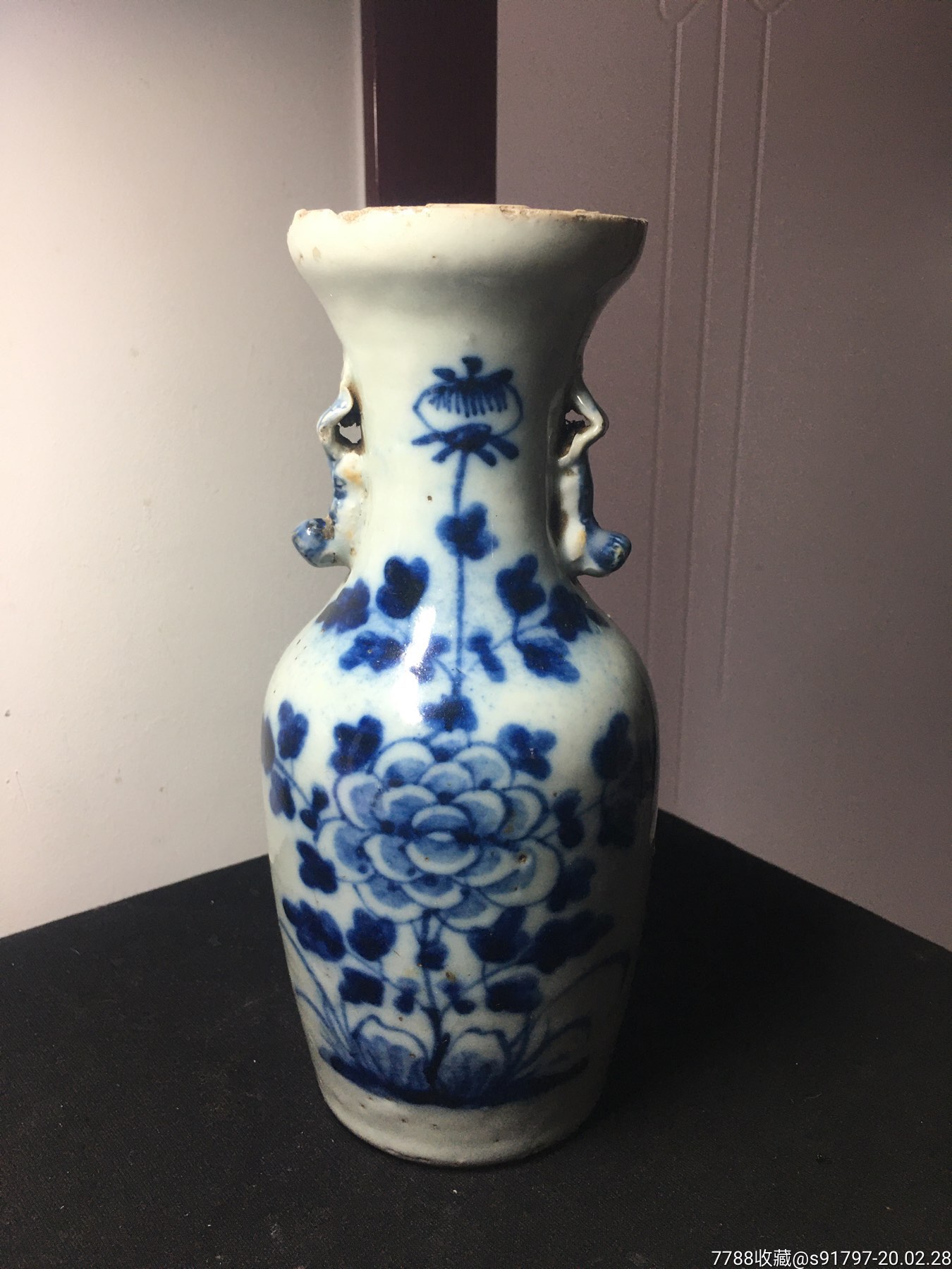 清代青花花卉连升三级尺瓶-青花瓷-7788青瓷收藏