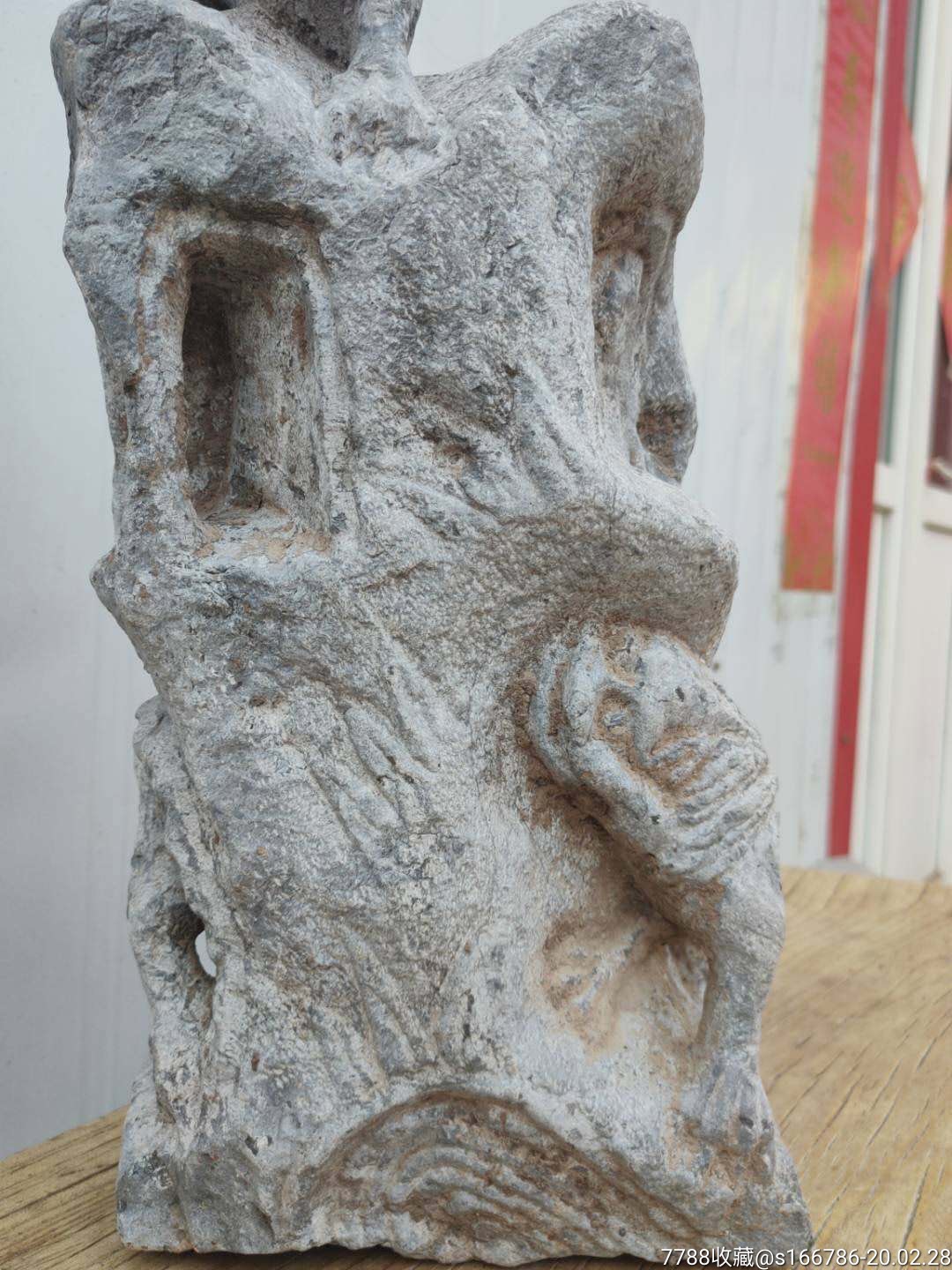 石赏旧藏～兽石柱青石柱顶雕一祥兽柱身浮雕瑞兽器型美观空间陈设佳器