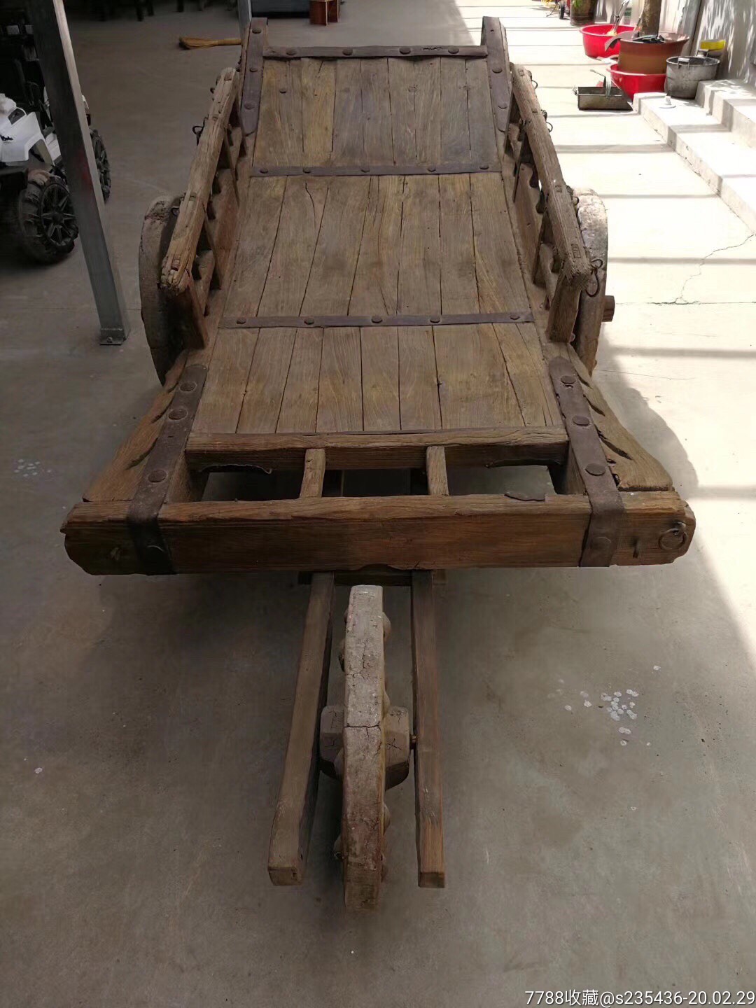 明代大山深处农家田园劳作运输农作物的工具,大车,榆木