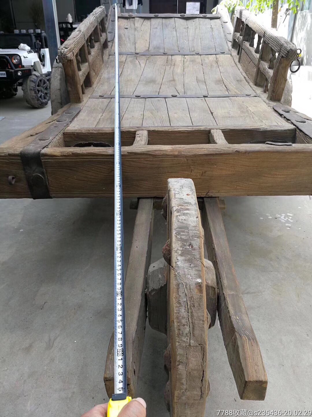 明代大山深处农家田园劳作运输农作物的工具,大车,榆木,关键部位包铁