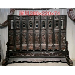 血檀木福禄寿雕刻屏风，做工精细，大气端庄，品相完好，尺寸见图(se71350789)_7788收藏__收藏热线