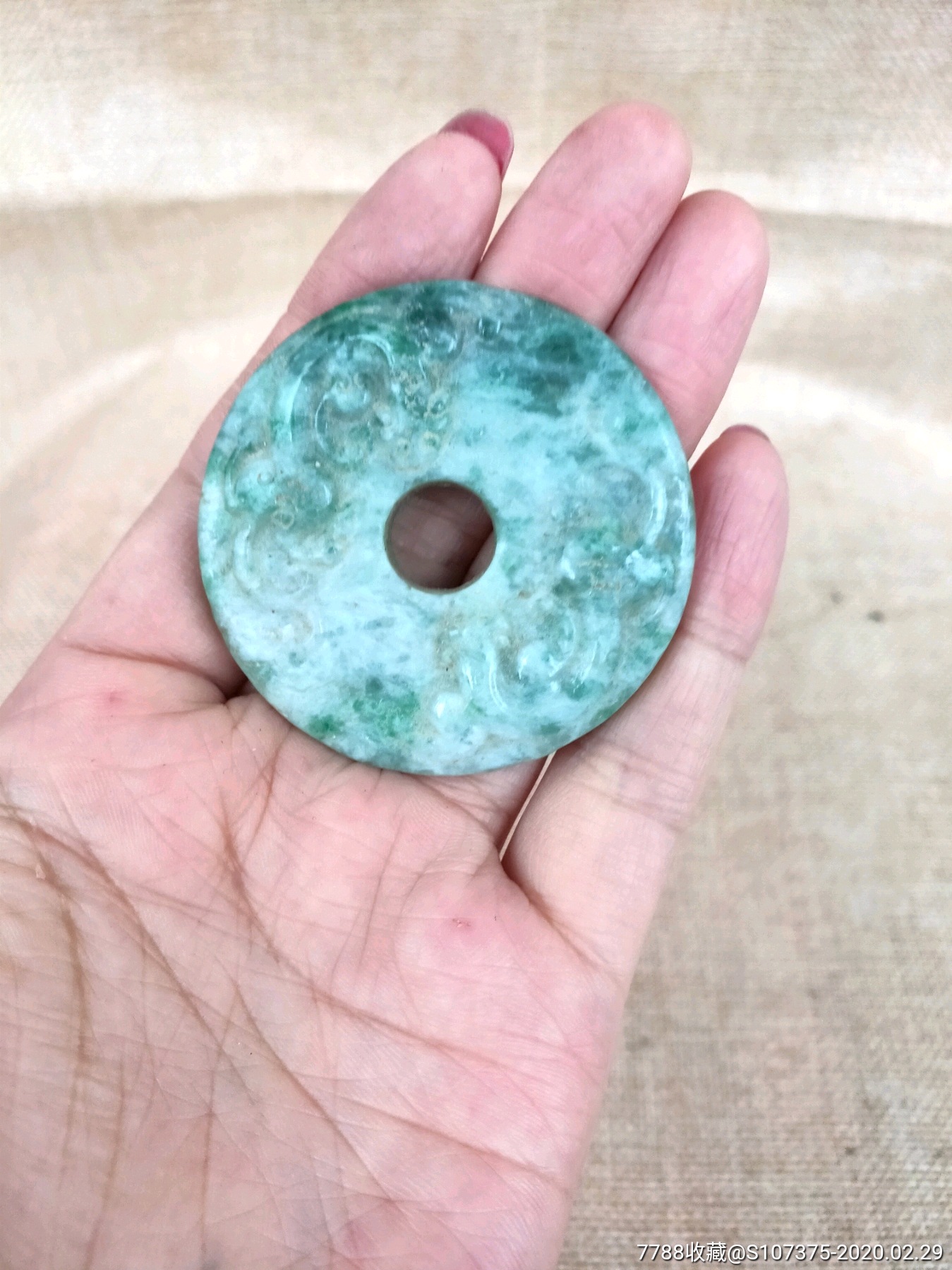 老翡翠平安扣包浆一流彩头好