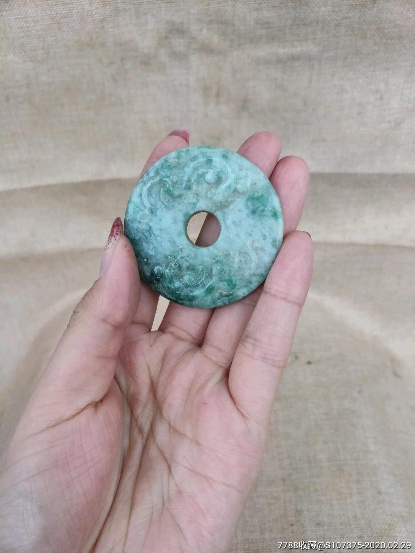 老翡翠平安扣包浆一流彩头好