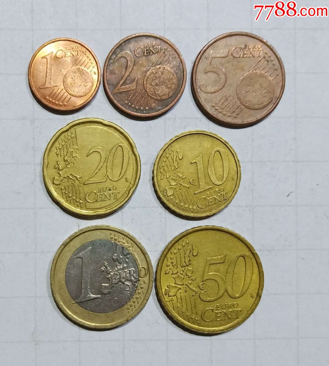 意大利硬币7枚欧元旧品外国钱币