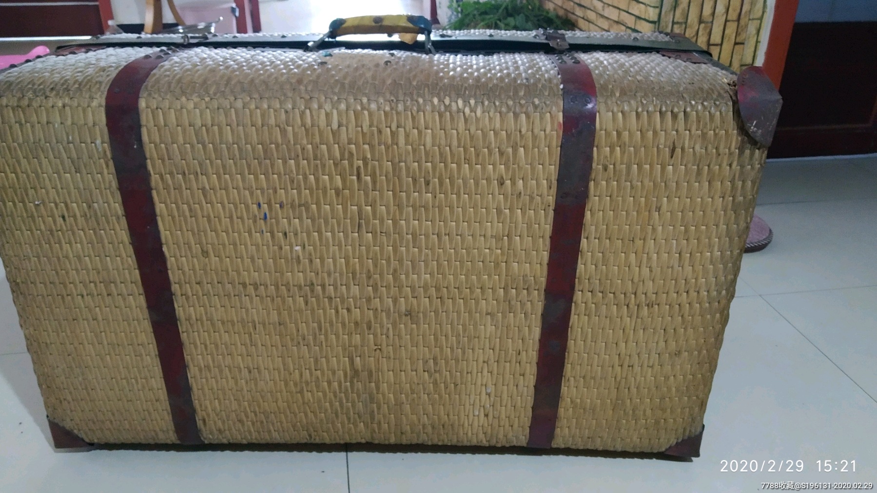 早期解放初期民国四五十年代大号柳条手提箱子大号柳条箱!