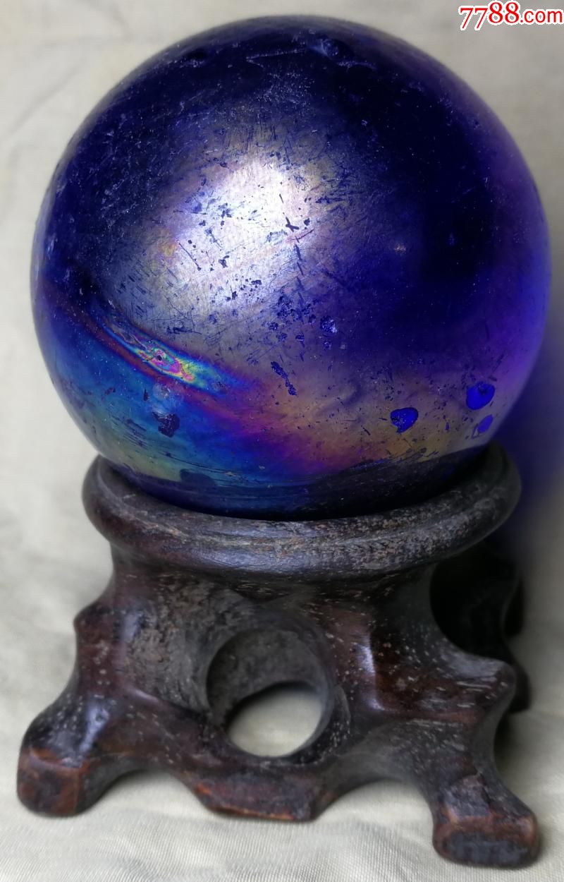 有磕碰没有裂纹老配座直径五公分_琉璃珠/球_乡间古玩店【7788木艺】