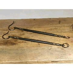 旧藏乌木鸟笼杆一对，乌木配精铜构件，漂亮精美，上手厚重。(se71377046)_7788收藏__收藏热线