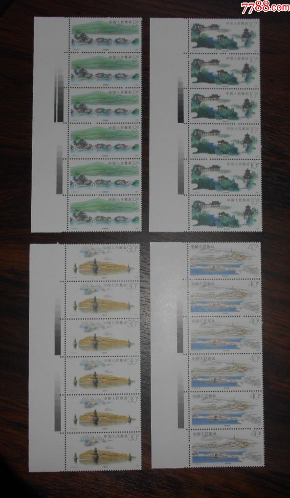 t144西湖色标6连原胶全品-价格:46元-se71379786-新中国邮票-零售