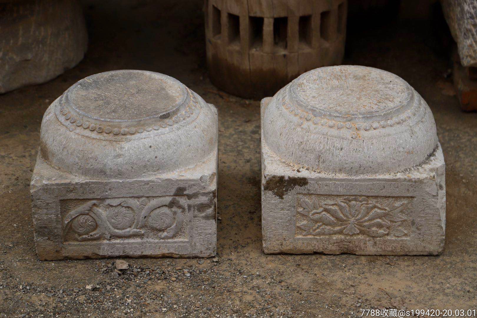 清代青石石墩一对.面20座30/30高23.2380元不议价不包邮