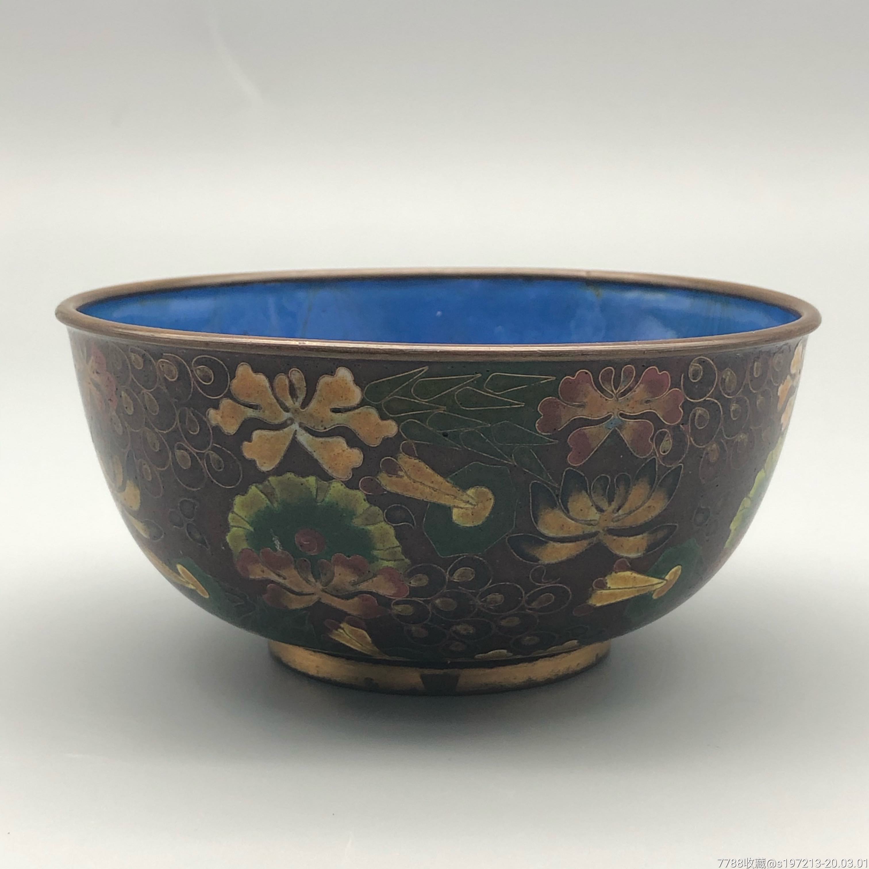 英国回流建国初·花卉景泰蓝碗