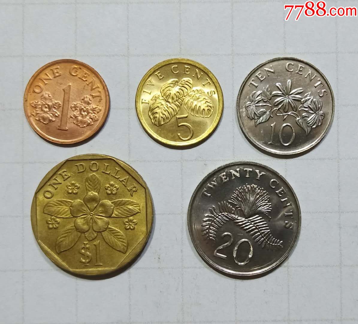 新加坡硬币5枚外国钱币