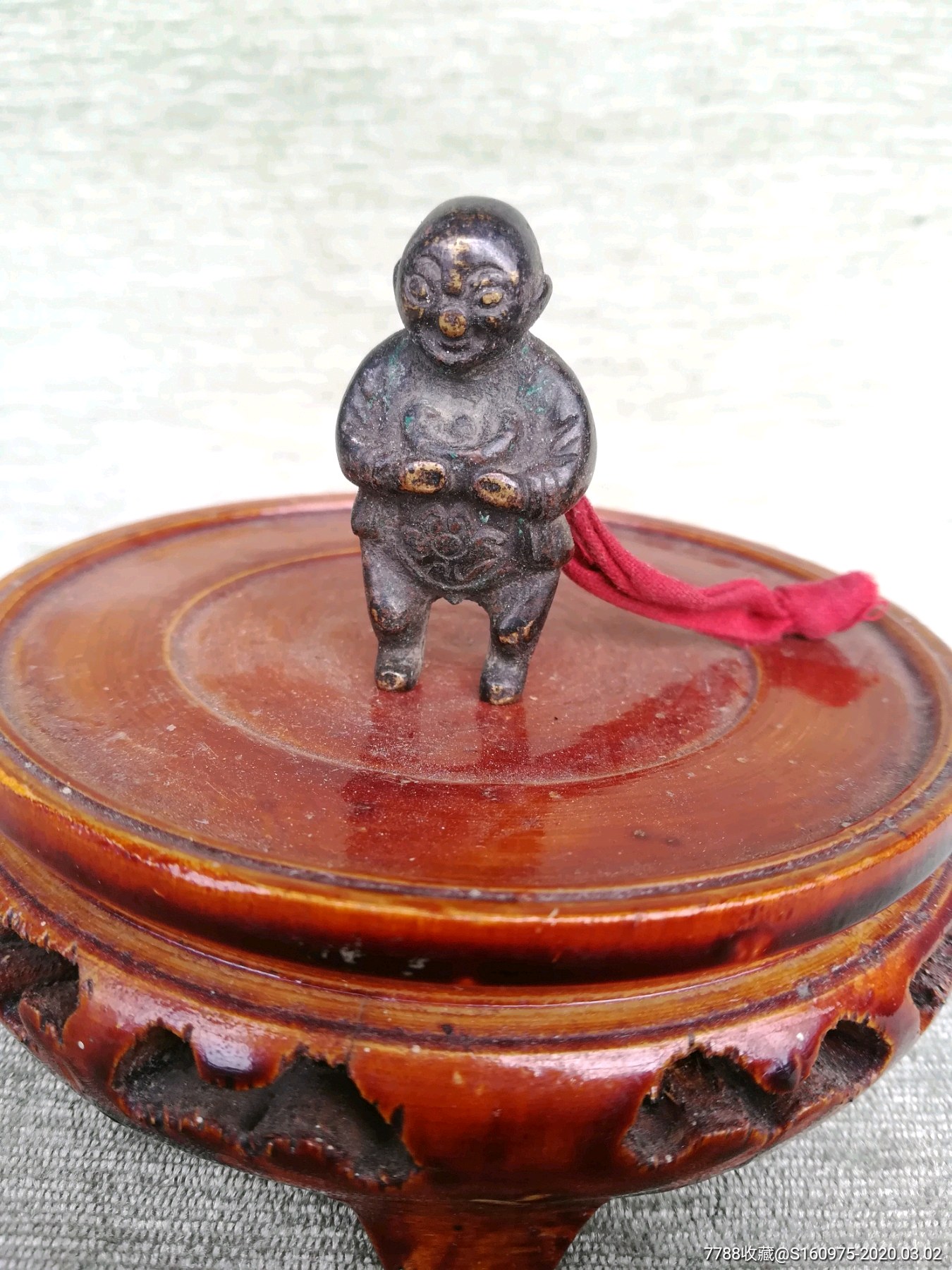 漂亮清代善财童子小铜人,2.3*2.2*4.4cm