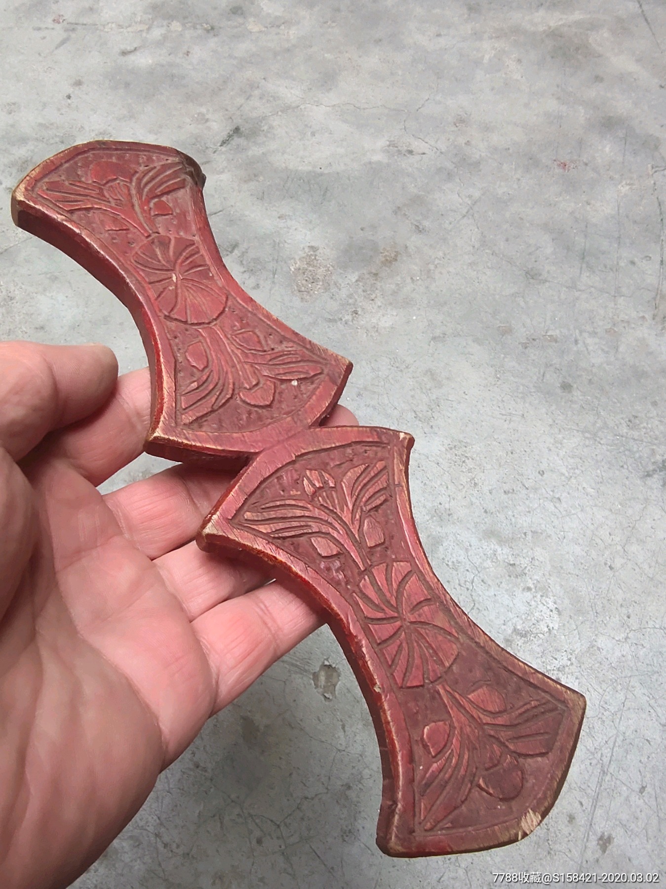 苏工老物件双面雕刻针线板绕线板