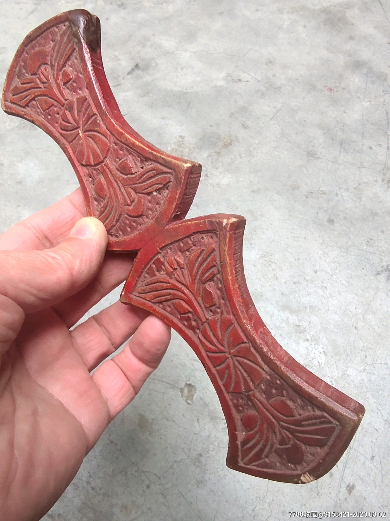 苏工老物件双面雕刻针线板绕线板