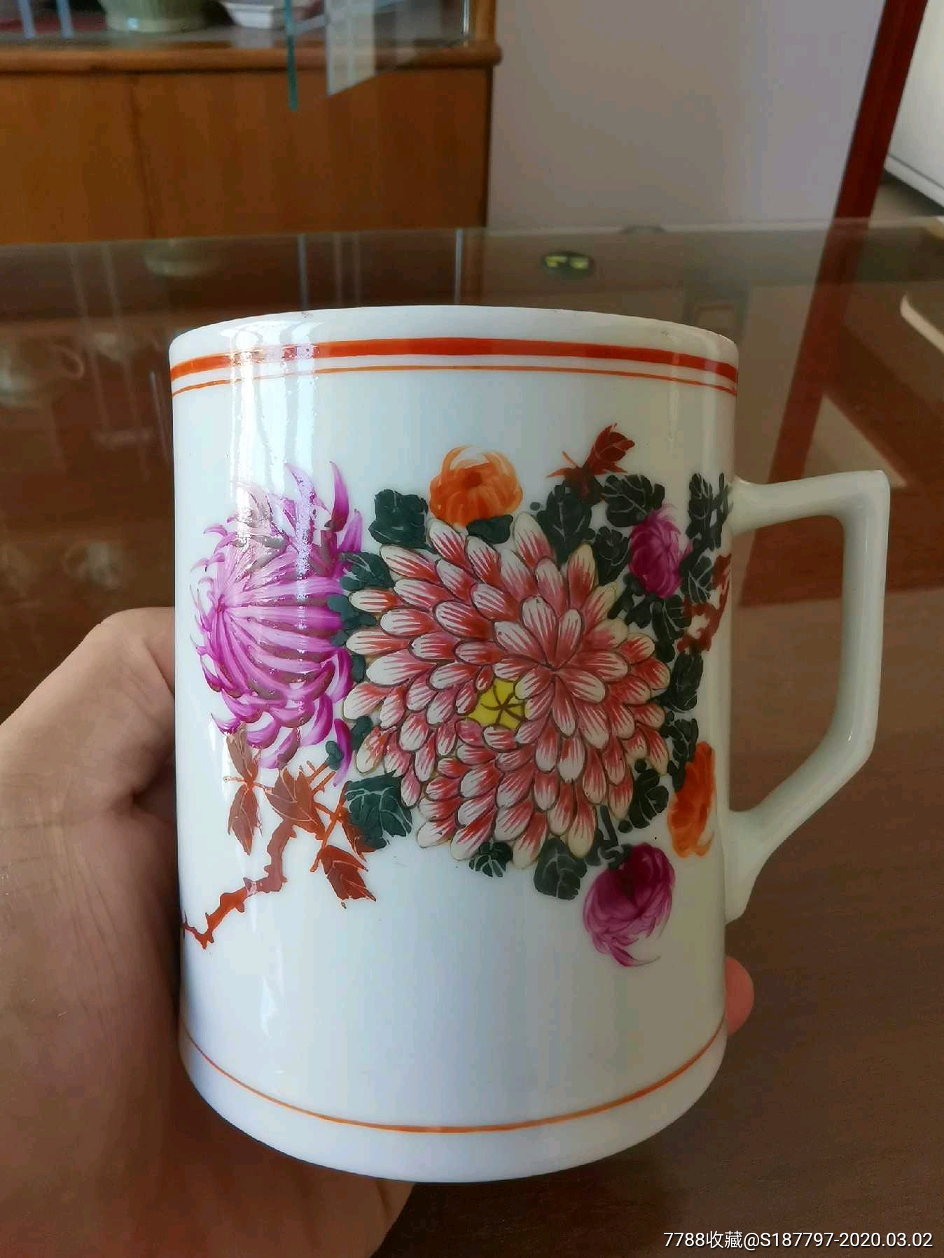 50年代手绘菊花杯
