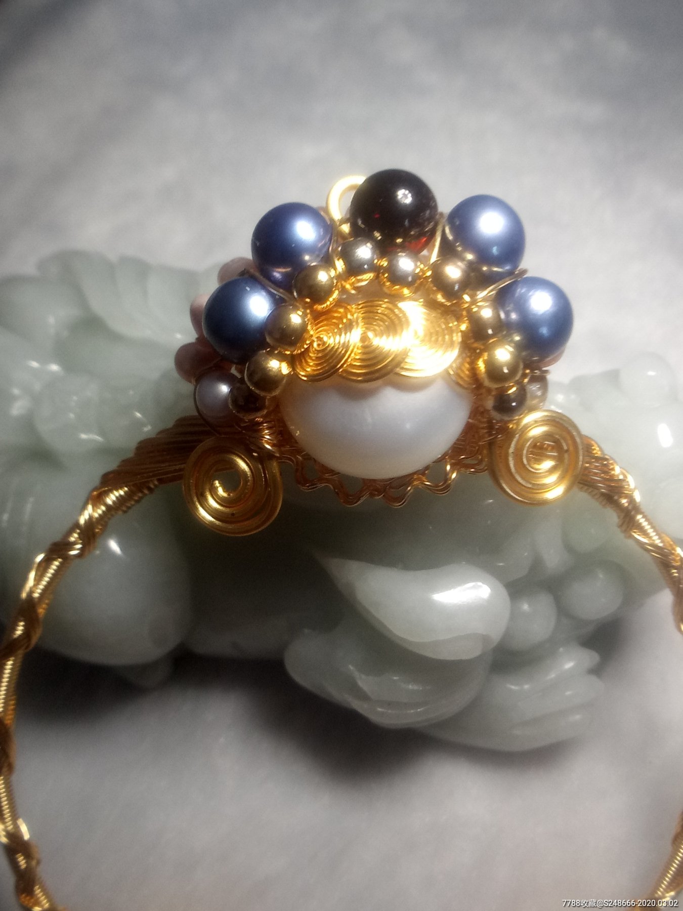 天然珍珠刀马旦14k注金绕丝手镯