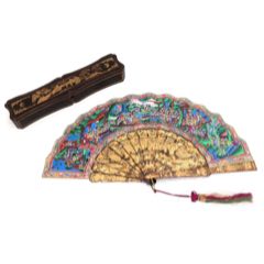 超美十三行折扇一把，带原装十三行盒子，千人面扇子，全品，人物脸全部由珍贵材质制作(se71407376)_7788收藏__收藏热线