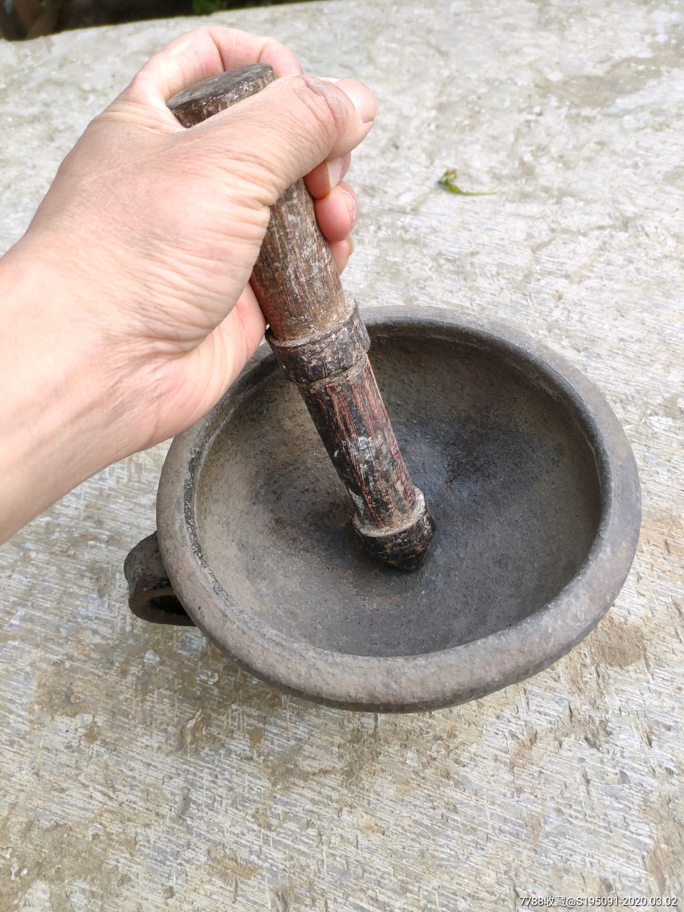 民国陶制老擂钵磨辣椒大蒜古董擂钵