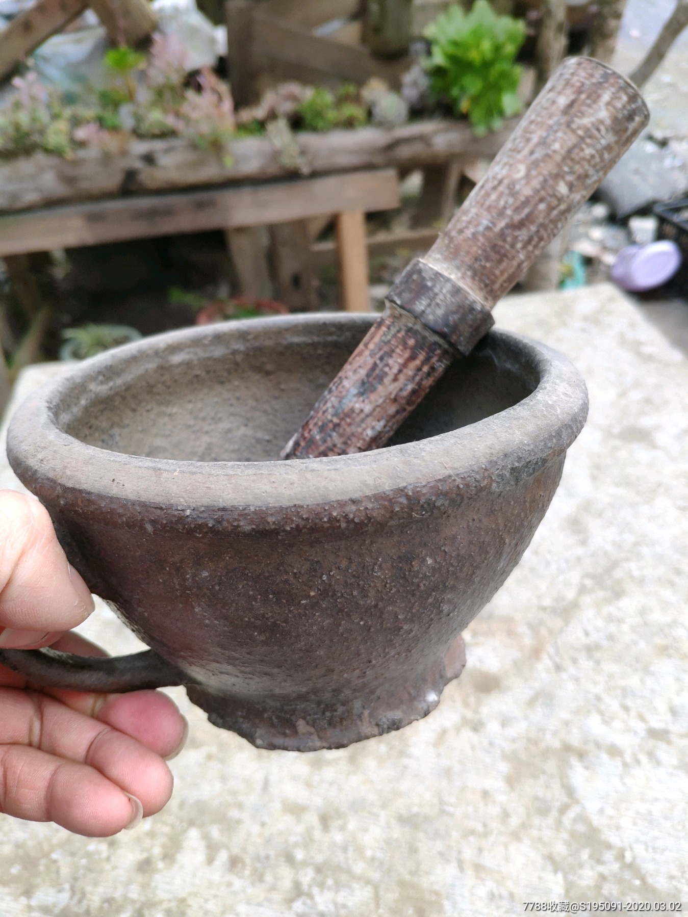 民国陶制老擂钵磨辣椒大蒜古董擂钵