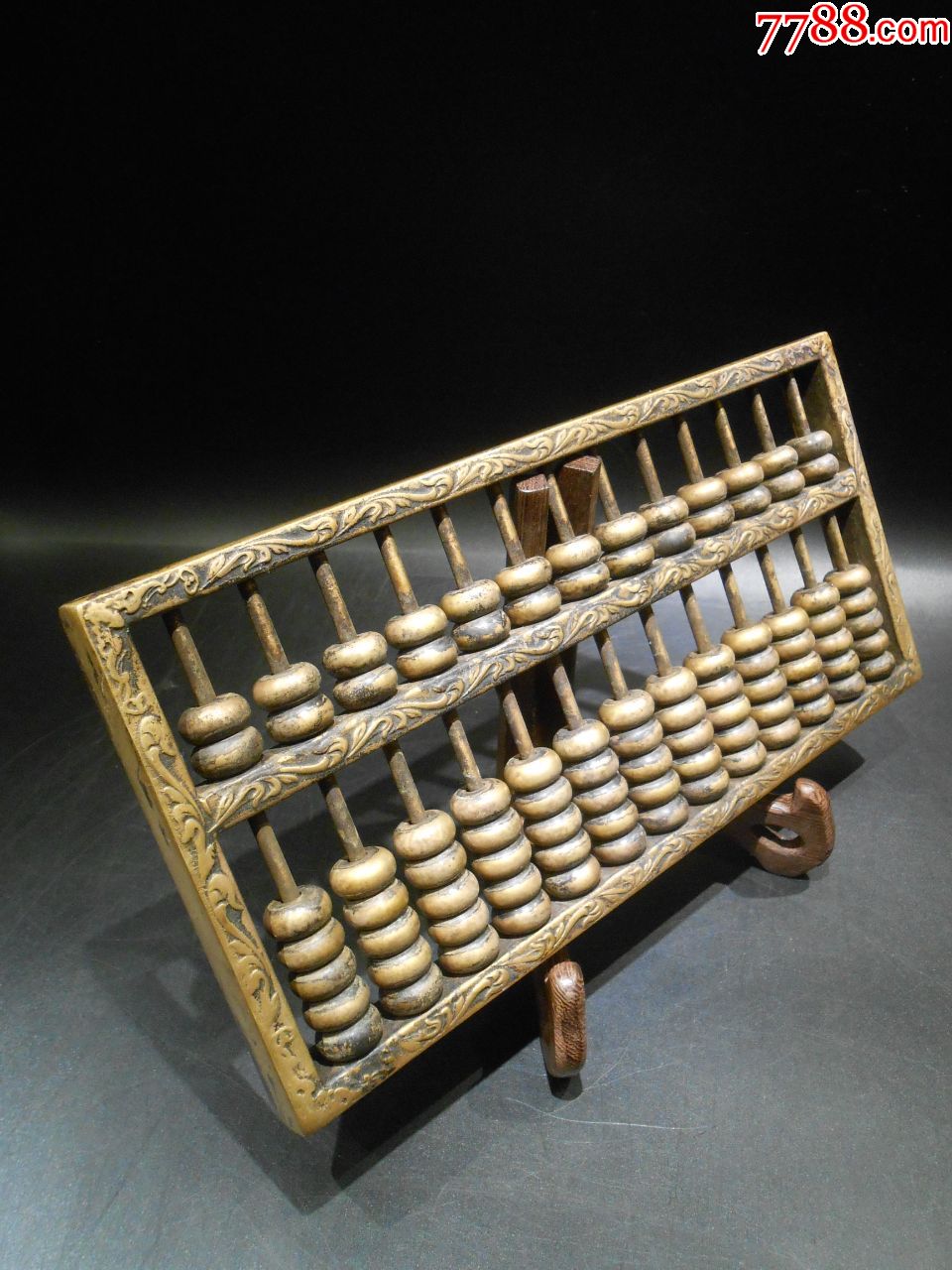 "纯铜算盘,背刻有民国三年,字迹清晰,做工精细有花纹_价格788.