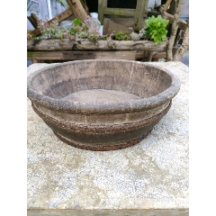 民国铁箍老木盆古董木盆(se71410392)_7788收藏__收藏热线