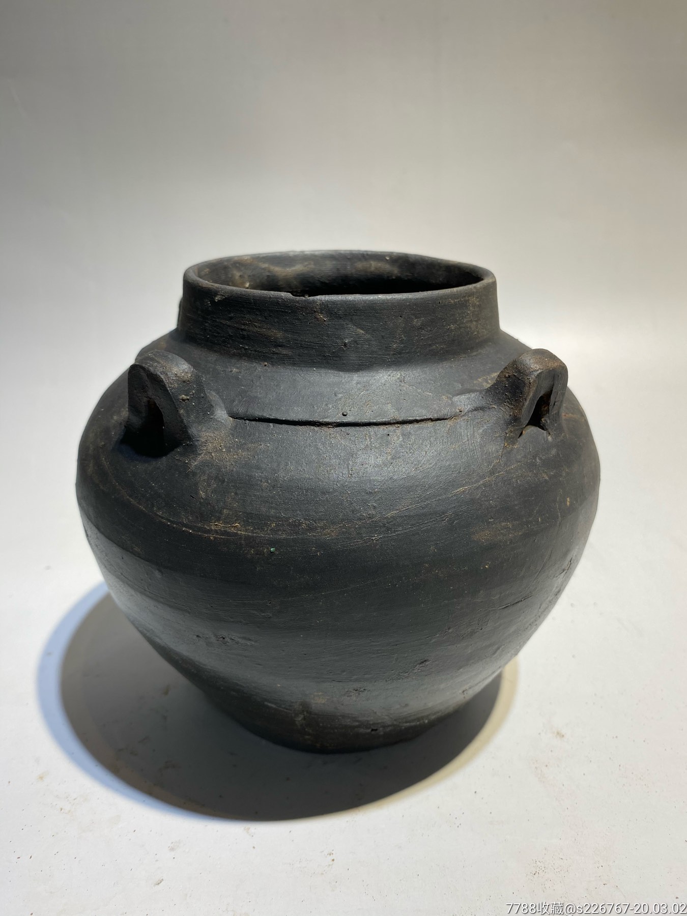 古玩陶器高古陶瓷汉代黑陶罐