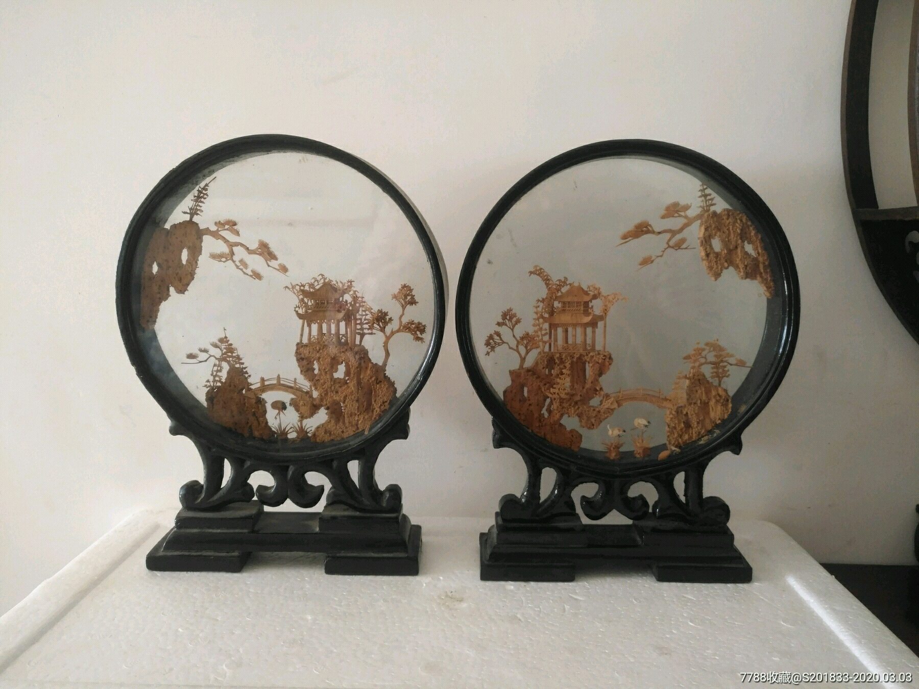 软木画摆件一对