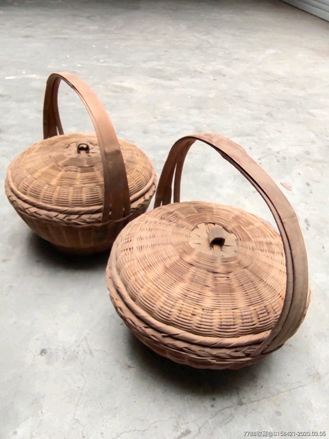 民宿农家乐装饰用品苏工气死猫老竹篮一对