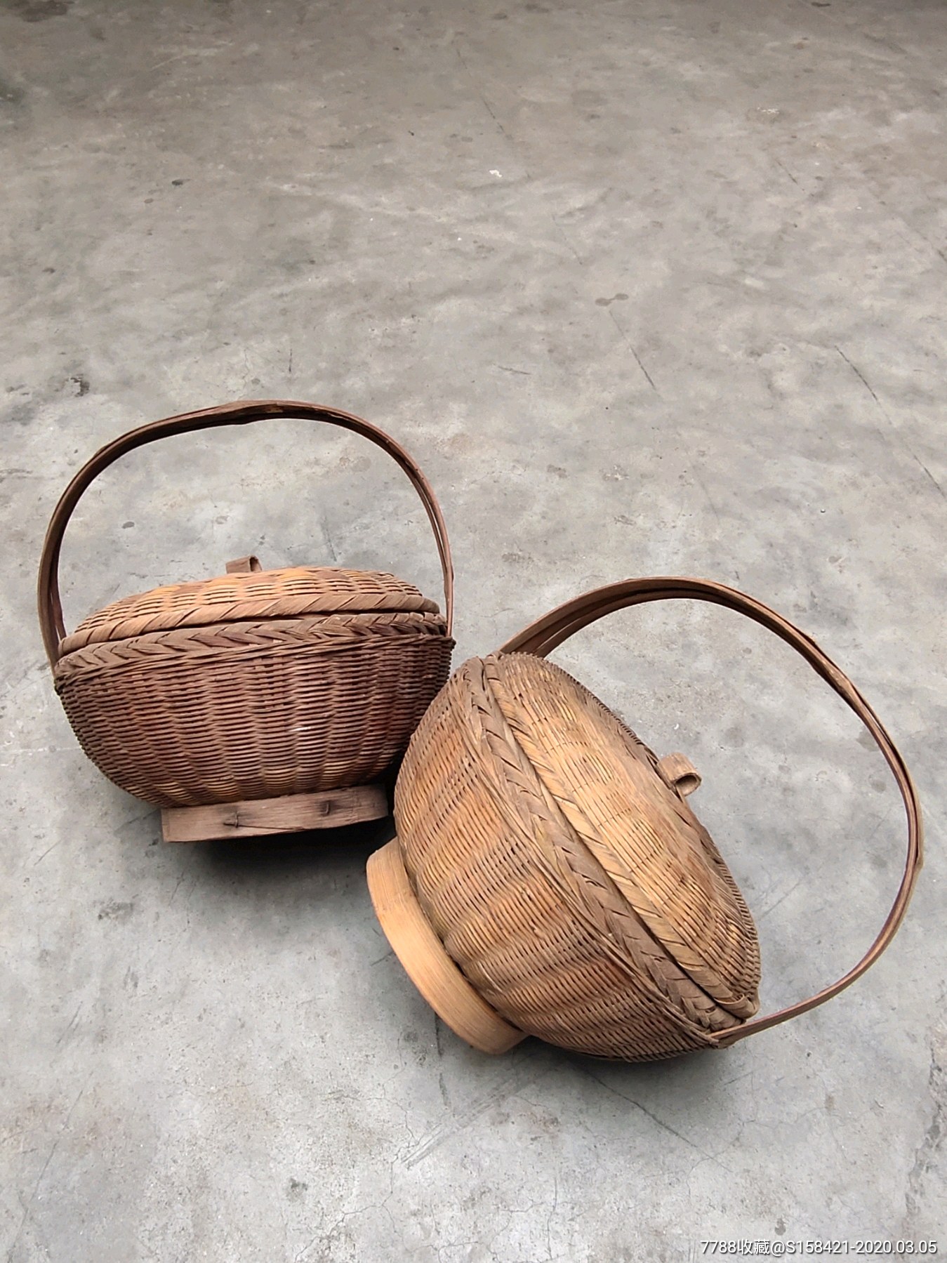 民宿农家乐装饰用品苏工气死猫老竹篮一对