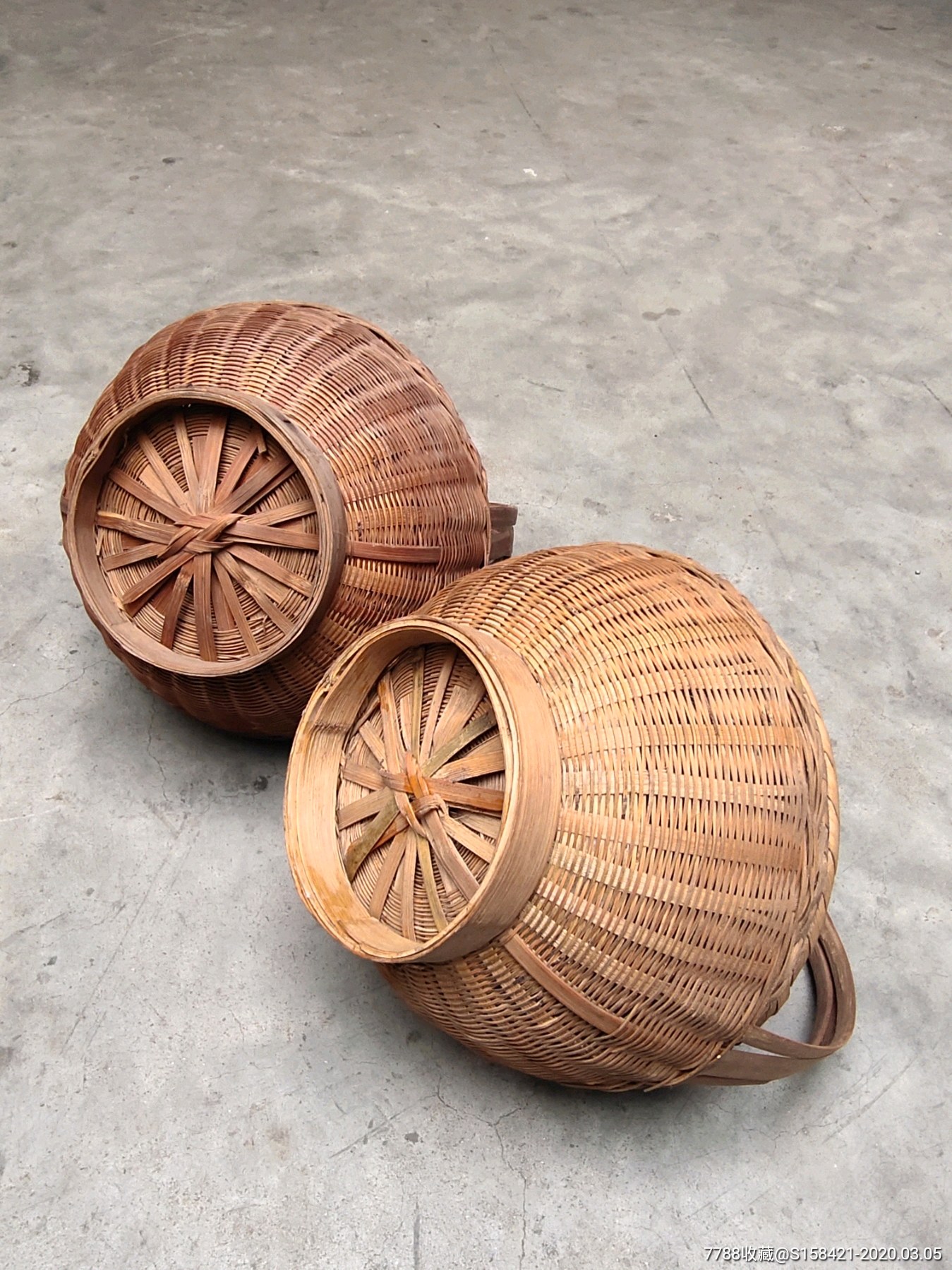 民宿农家乐装饰用品苏工气死猫老竹篮一对