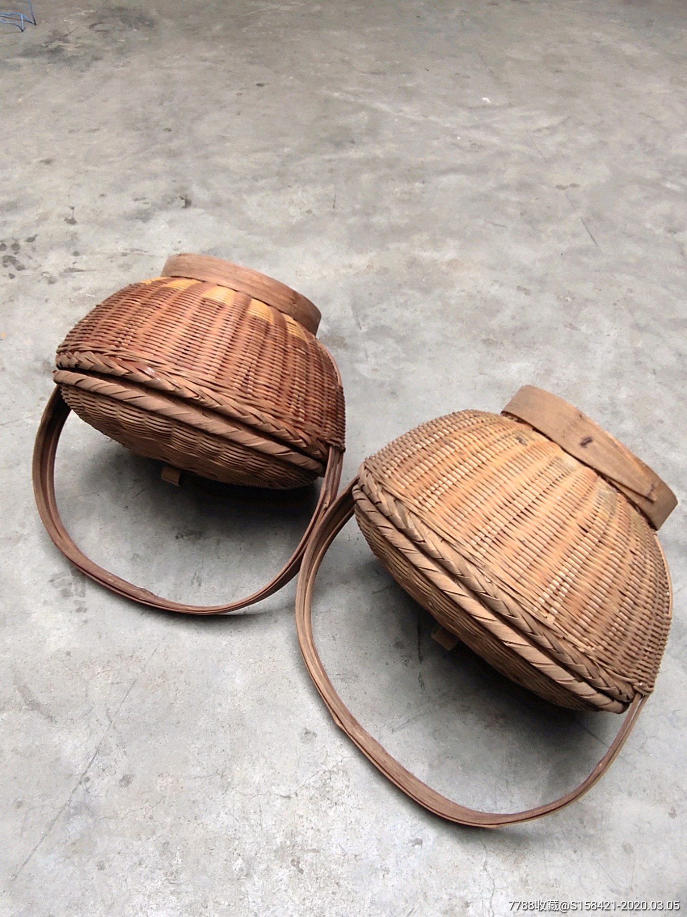 民宿农家乐装饰用品苏工气死猫老竹篮一对