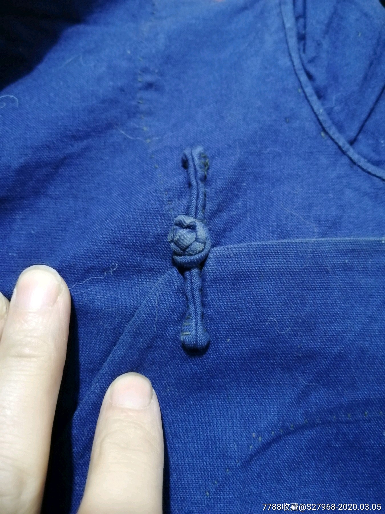 古董蓝色布褂子长度67胸围110领围38