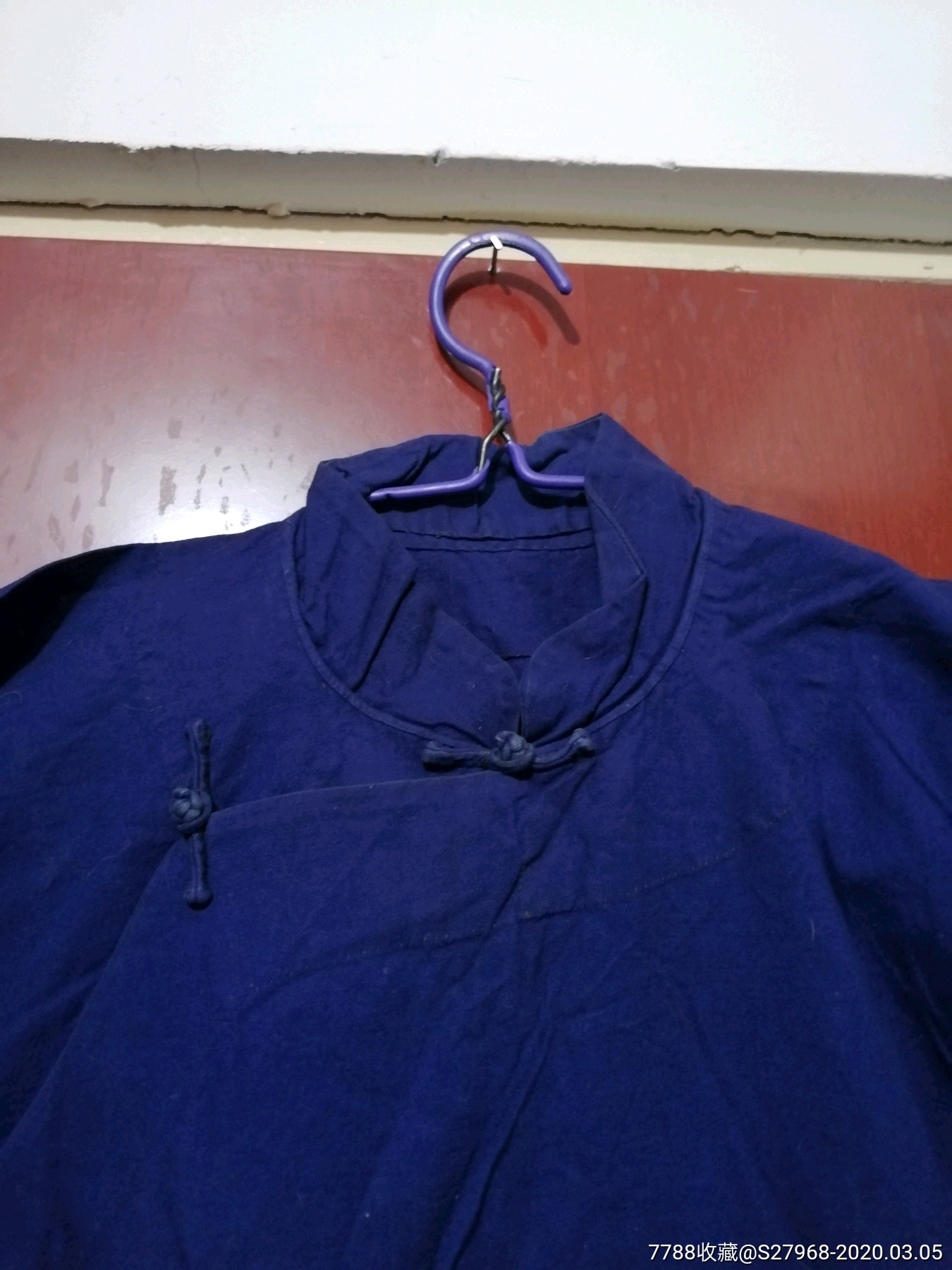 古董蓝色布褂子长度67胸围110领围38