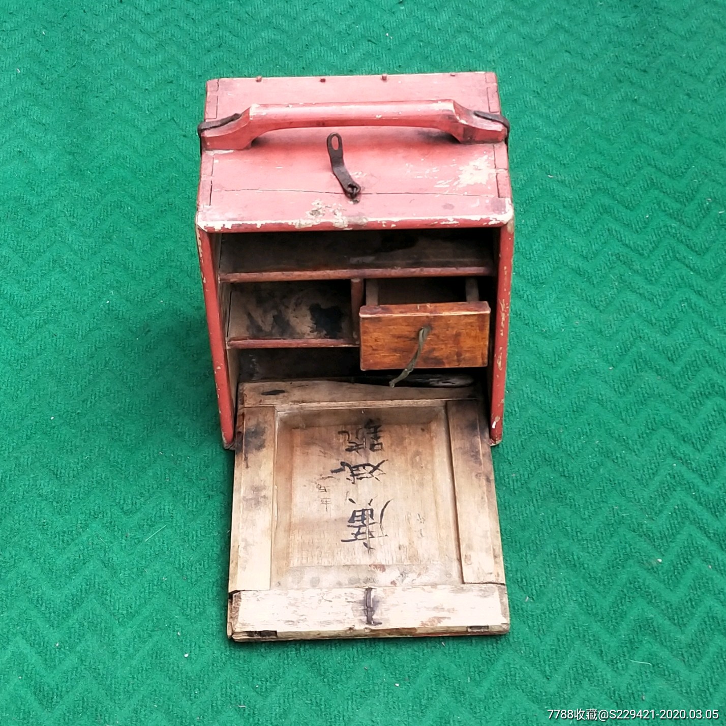 手工柏木药箱民国壬午年款出诊手提箱