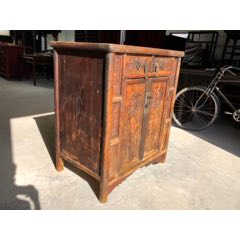 清代榆木储物柜浮雕六种花型图案全品皮壳老辣年代感十足尺寸100.66.(se71462578)_7788收藏__收藏热线