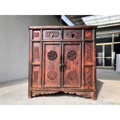 清代榆木储物柜浮雕做工细腻漂亮全品皮壳老辣尺寸104.71.110cm(se71462613)_7788收藏__收藏热线