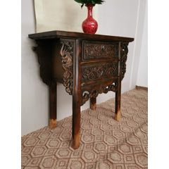 老榆木桌柜。90-43-86。纯榫卯结构，做工精细考究大气稳重上档次，雕刻讲究。(se71464046)_7788收藏__收藏热线