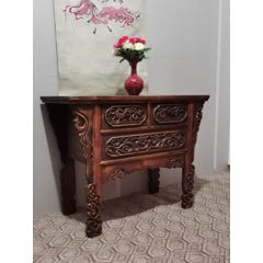 老榆木弯腿高古花供桌。110-50-85。做工精细，大气稳重上档次，雕刻讲究。(se71464755)_7788收藏__收藏热线