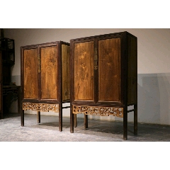 清代，金丝楠木配鸡翅木，书柜一对。整体框架为鸡翅木，芯板为金丝楠木(se71474009)_7788收藏__收藏热线