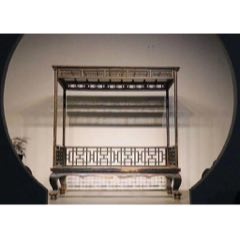 弯腿～榉木四柱架子床，工手精美，形体硕大，四足三弯足端以鼓墩衬托雅韵气息，顶下横(se71477609)_7788收藏__收藏热线