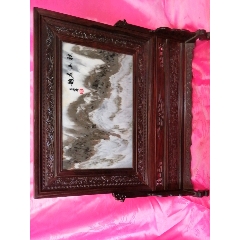 秋山晨韵酸枝木镶理石座屏(se71484746)_7788收藏__收藏热线