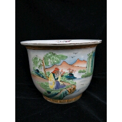 1988年五彩人物山人纹大花盆，(se71485147)_7788收藏__收藏热线