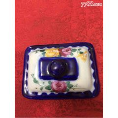 晚清民国霁蓝釉花卉皂盒盖(se71489803)_7788收藏__收藏热线