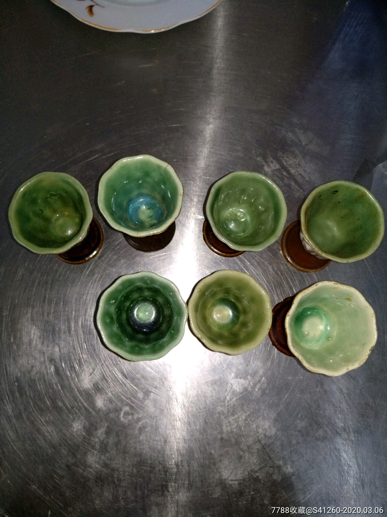 老物件酱釉窰变大号酒盅