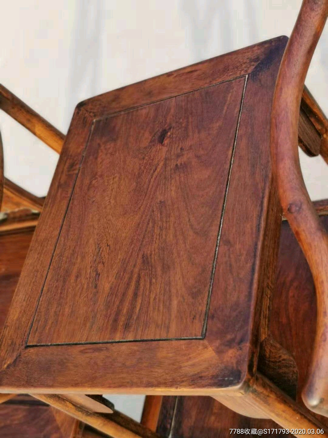 明式,草花梨官帽椅三件套_木椅/凳_第5张_7788旧家具收藏