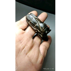 纯手工雕刻牛角质树叶上与蝉手把件一个(se71495134)_7788收藏__收藏热线