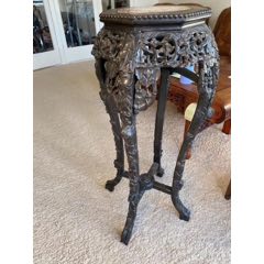 晚清巨型精品满雕红木大花几全品（有2小磕）尺寸:高90cm，面直径31cm！喜(se71495241)_7788收藏__收藏热线